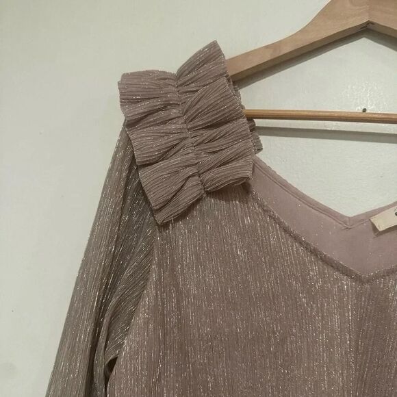 Entro Women’s Shimmer Long Sleeve Blouse Size Medium - Picture 3 of 5